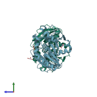 PDB entry 4glb coloured by chain, side view.