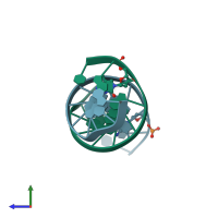 PDB entry 4glc coloured by chain, side view.