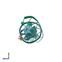 PDB entry 4glg coloured by chain, side view.
