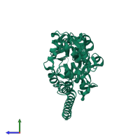 PDB entry 4gli coloured by chain, side view.