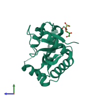 PDB entry 4glk coloured by chain, side view.