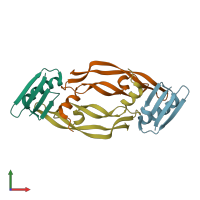 PDB entry 4gln coloured by chain, front view.