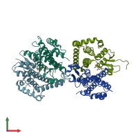 PDB entry 4glt coloured by chain, front view.