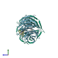 PDB entry 4gm9 coloured by chain, side view.