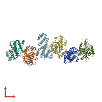 PDB entry 4gmj coloured by chain, front view.