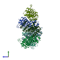 PDB entry 4gml coloured by chain, side view.