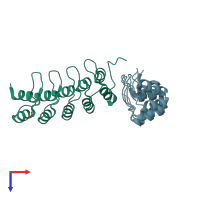PDB entry 4gmr coloured by chain, top view.