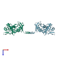 PDB entry 4gmv coloured by chain, top view.