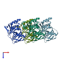 PDB entry 4gn1 coloured by chain, top view.