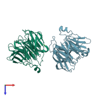 PDB entry 4gnb coloured by chain, top view.