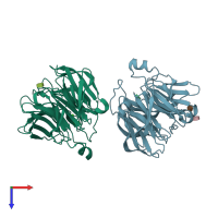 PDB entry 4gnc coloured by chain, top view.