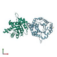 PDB entry 4gnj coloured by chain, front view.