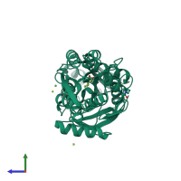 PDB entry 4gnr coloured by chain, side view.