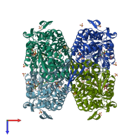 PDB entry 4gnz coloured by chain, top view.