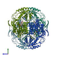 PDB entry 4go0 coloured by chain, side view.