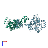 PDB entry 4go1 coloured by chain, top view.