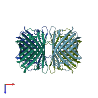 PDB entry 4gob coloured by chain, top view.