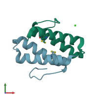 PDB entry 4gof coloured by chain, front view.