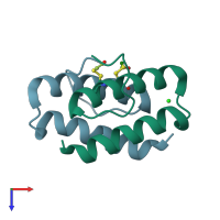 PDB entry 4gof coloured by chain, top view.