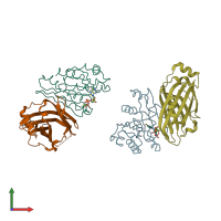 PDB entry 4goj coloured by chain, front view.