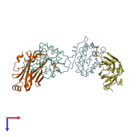 PDB entry 4goj coloured by chain, top view.