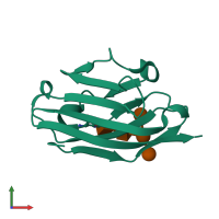 PDB entry 4gos coloured by chain, front view.