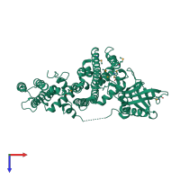 PDB entry 4gou coloured by chain, top view.