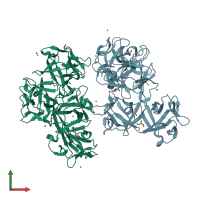 PDB entry 4goy coloured by chain, front view.