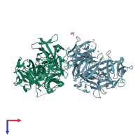 PDB entry 4goy coloured by chain, top view.