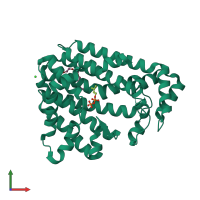 PDB entry 4gp1 coloured by chain, front view.