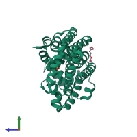 PDB entry 4gp1 coloured by chain, side view.