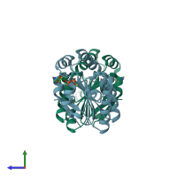 PDB entry 4gp6 coloured by chain, side view.