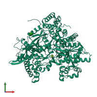 PDB entry 4gpb coloured by chain, front view.