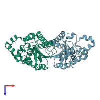 PDB entry 4gpi coloured by chain, top view.