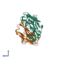 PDB entry 4gq9 coloured by chain, side view.