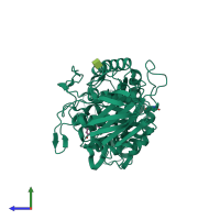PDB entry 4gqr coloured by chain, side view.