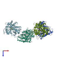 PDB entry 4gqs coloured by chain, top view.