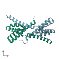 PDB entry 4gr2 coloured by chain, front view.