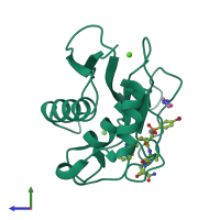 PDB entry 4gr8 coloured by chain, side view.