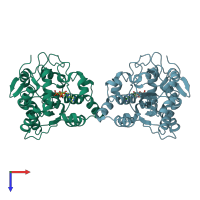 PDB entry 4gra coloured by chain, top view.