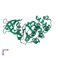 PDB entry 4grb coloured by chain, top view.
