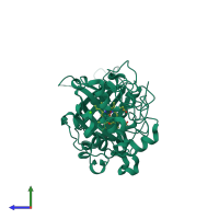PDB entry 4grc coloured by chain, side view.