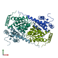 PDB entry 4grd coloured by chain, front view.
