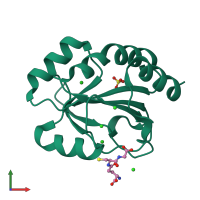 PDB entry 4grf coloured by chain, front view.