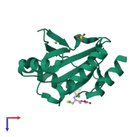 PDB entry 4grf coloured by chain, top view.