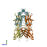 PDB entry 4grg coloured by chain, side view.