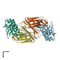 PDB entry 4grg coloured by chain, top view.