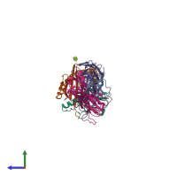 PDB entry 4grl coloured by chain, side view.