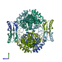 PDB entry 4grs coloured by chain, side view.