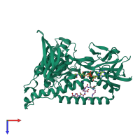 PDB entry 4grt coloured by chain, top view.